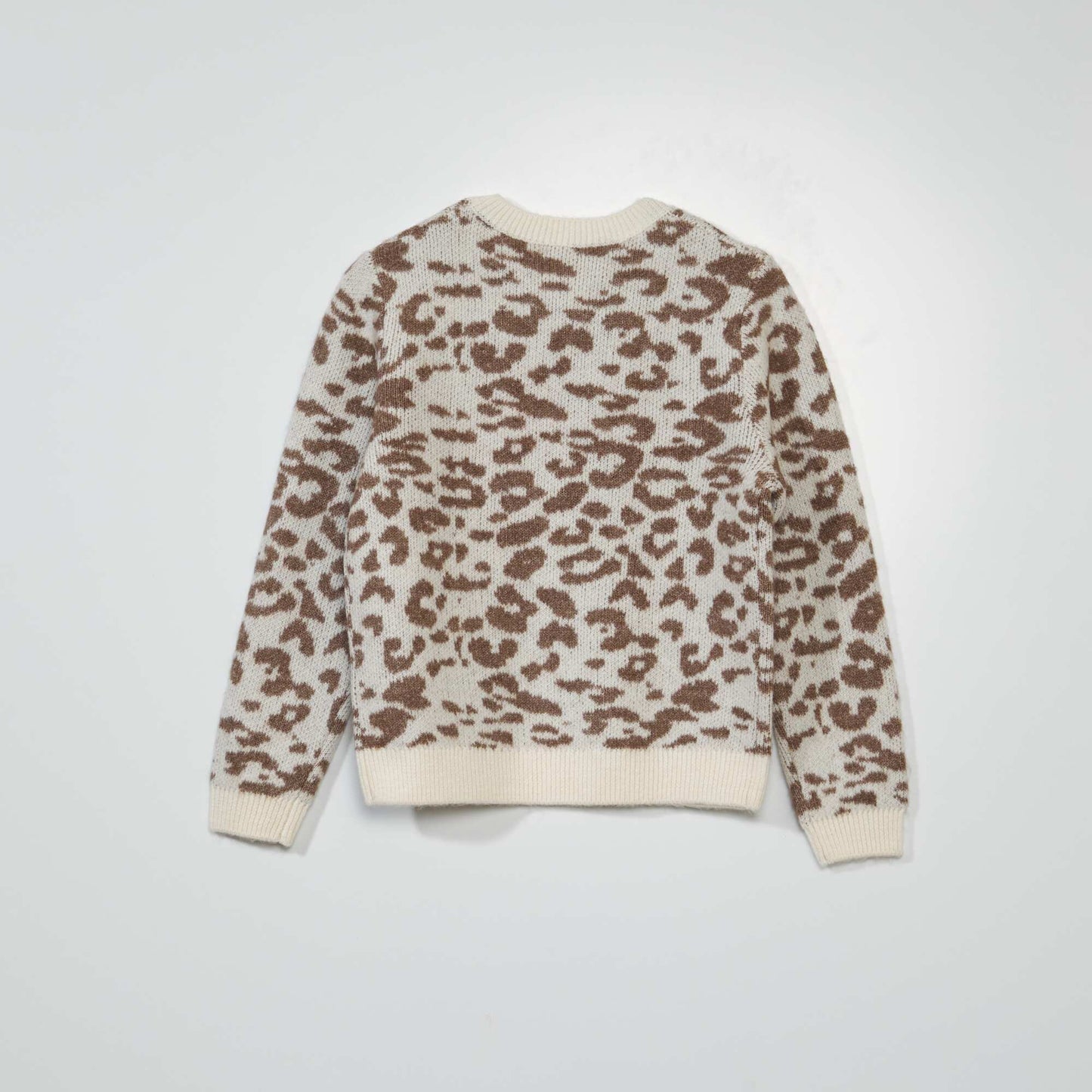 Pull en maille l opard Blanc/marron