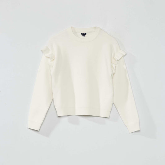 Pull en maille avec volants blanc