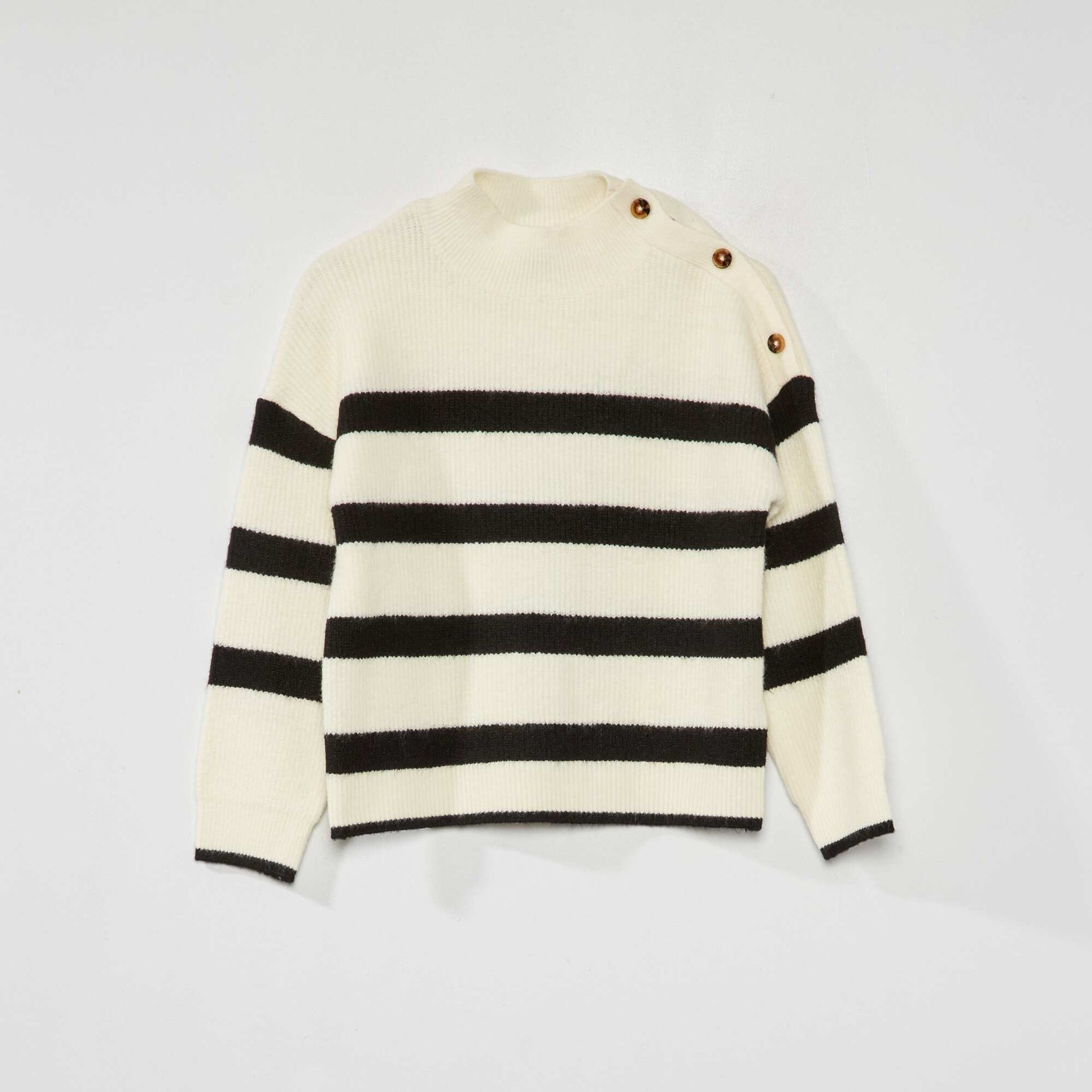 Pull marini re manches longues Blanc/noir