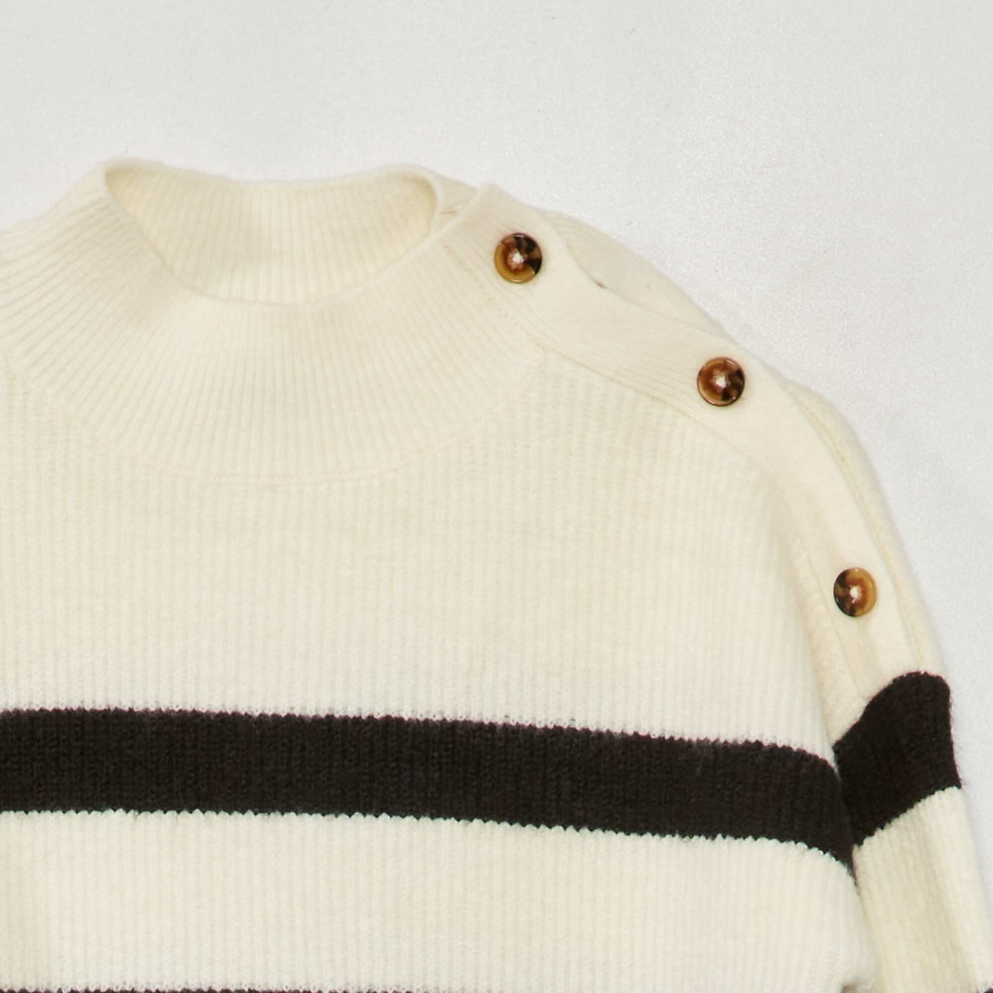 Pull marini re manches longues Blanc/noir
