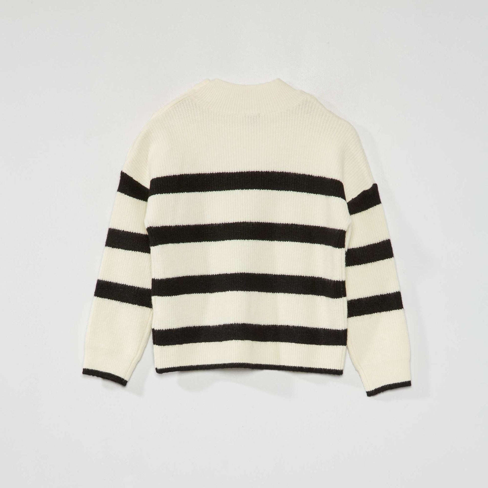 Pull marini re manches longues Blanc/noir