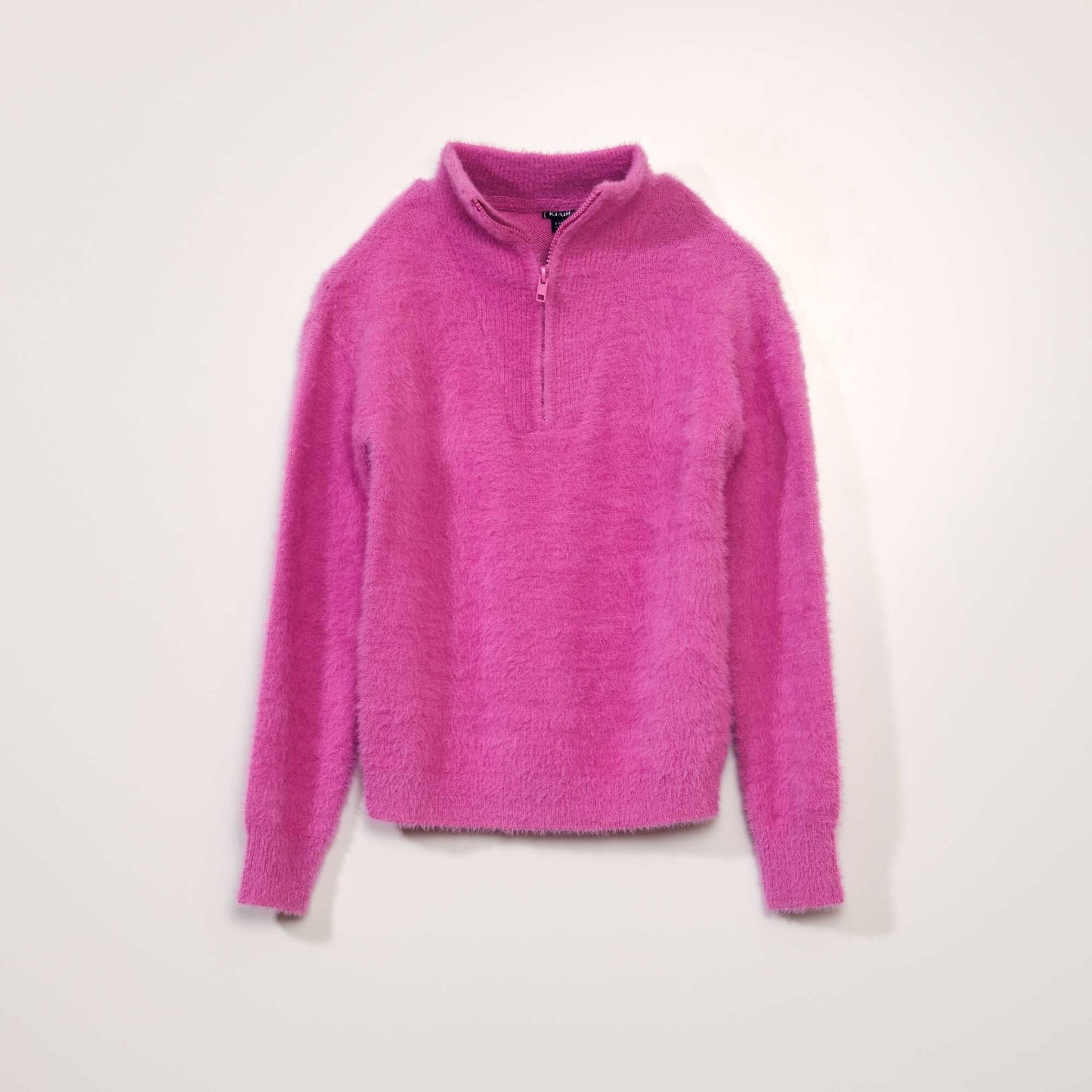 Pull maille poilue col camionneur Rose