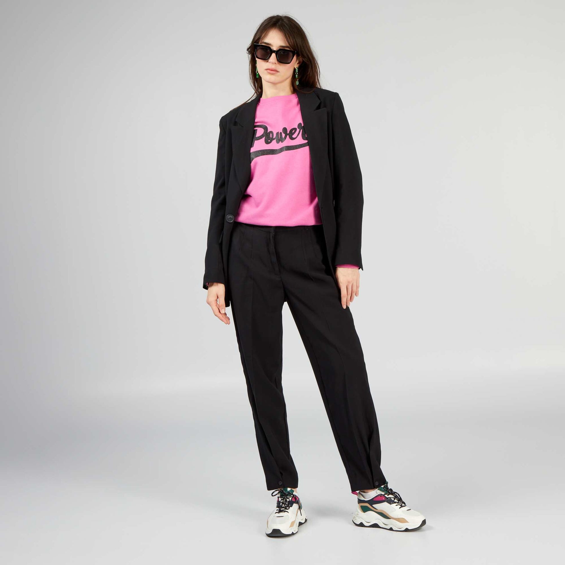 Pantalon regular en twill Noir