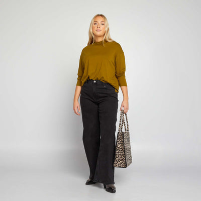 T-shirt uni manches longues Kaki