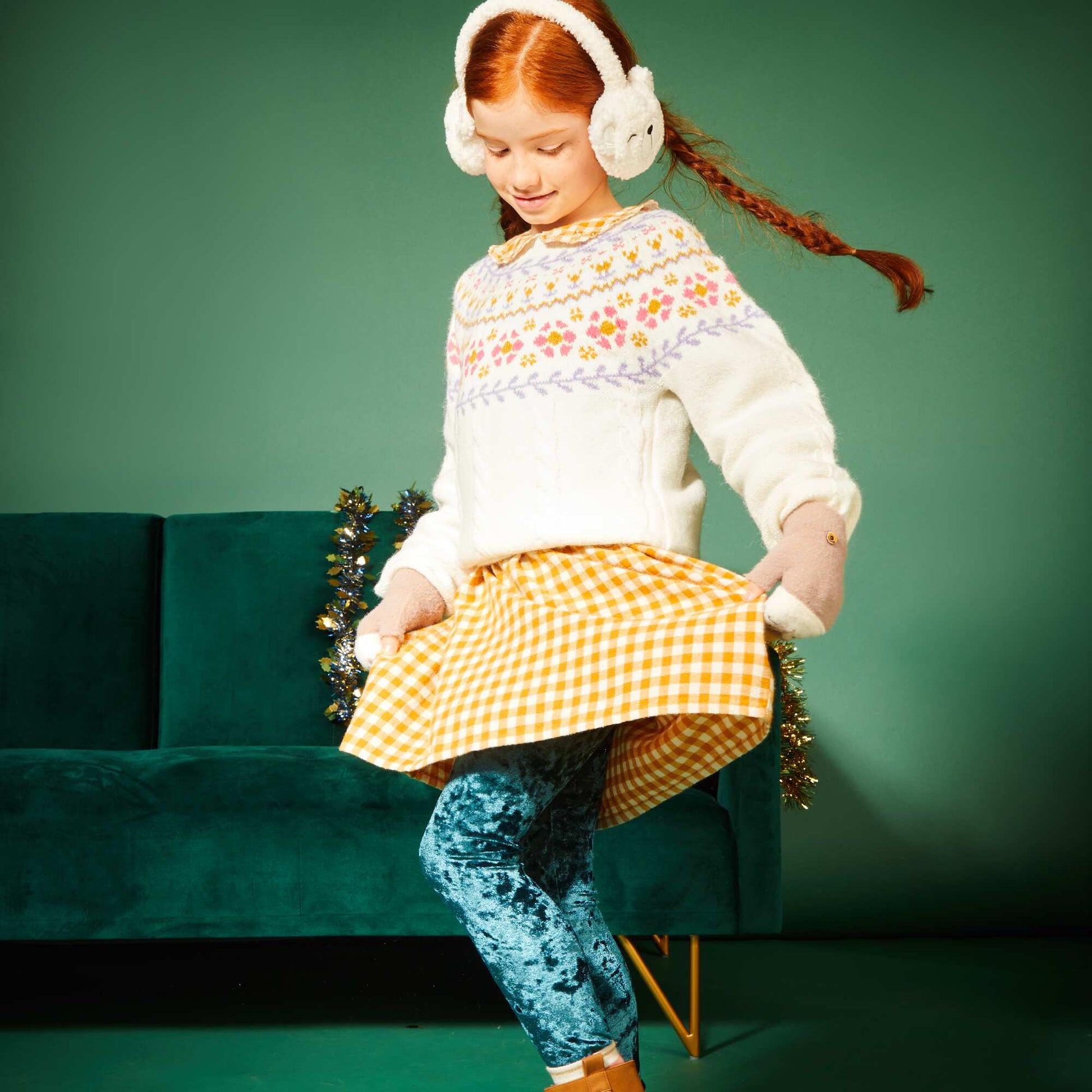 Pull en maille avec imprim fantaisie blanc