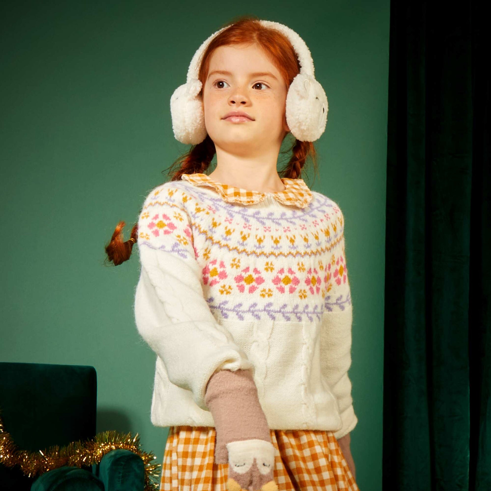 Pull en maille avec imprim fantaisie blanc