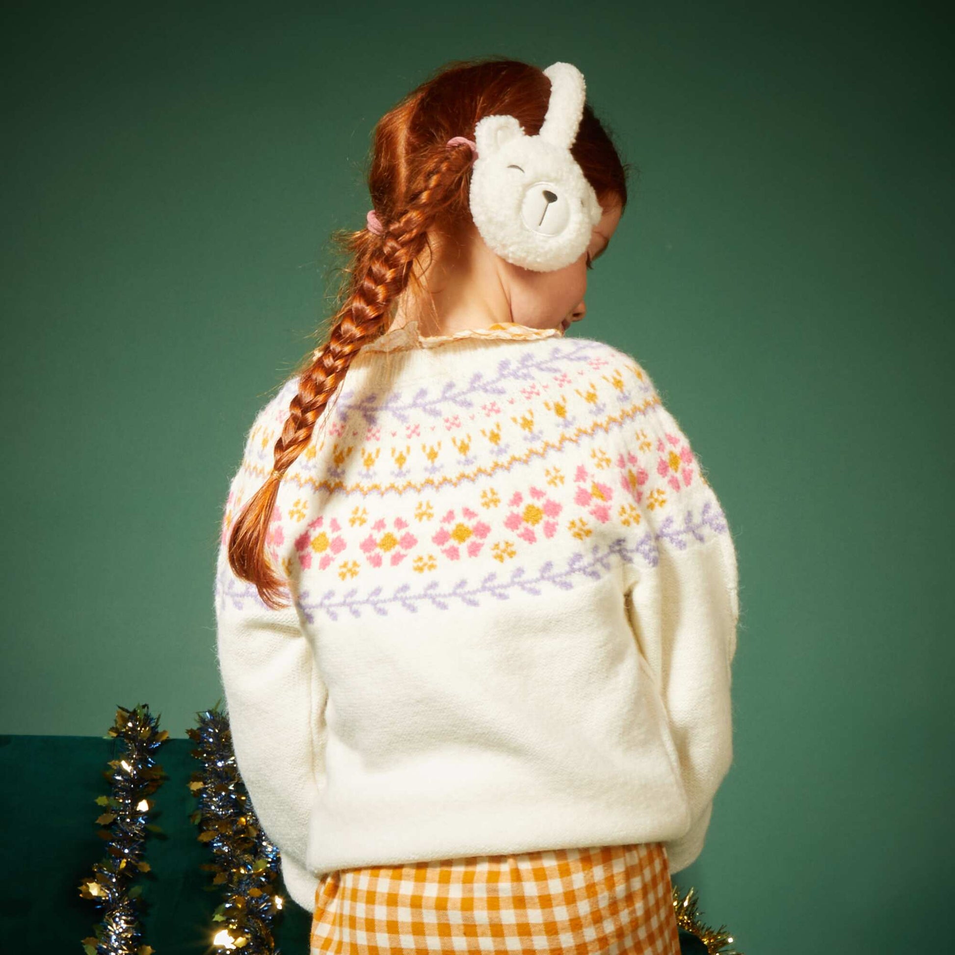 Pull en maille avec imprim fantaisie blanc