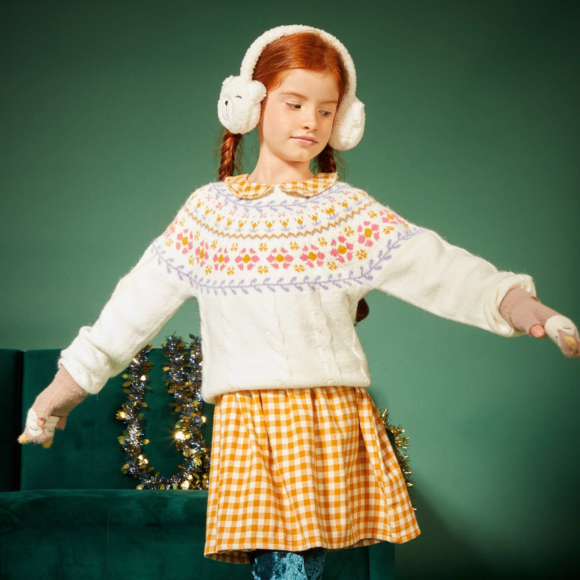 Pull en maille avec imprim fantaisie blanc