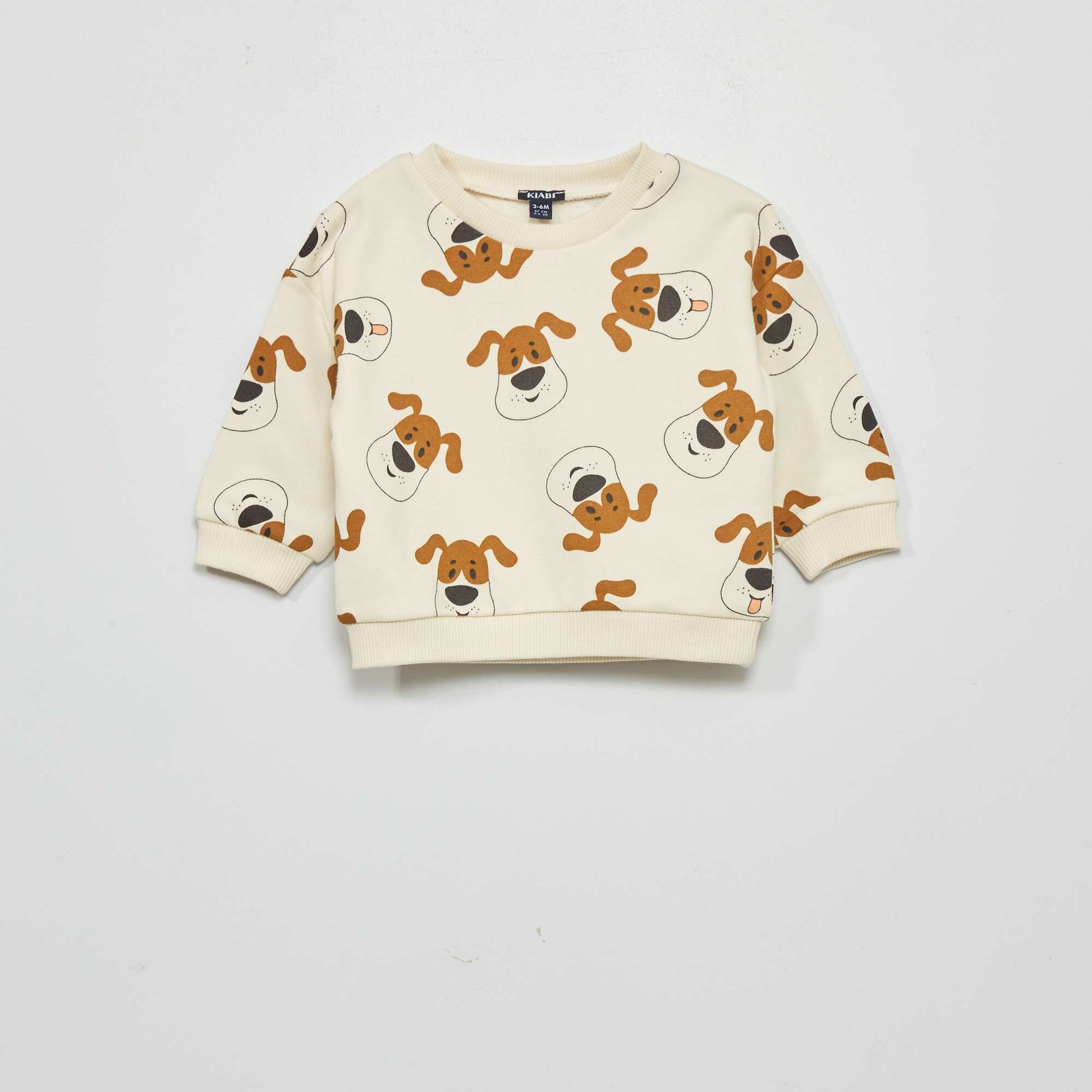 Sweat en molleton 'chiens' Beige