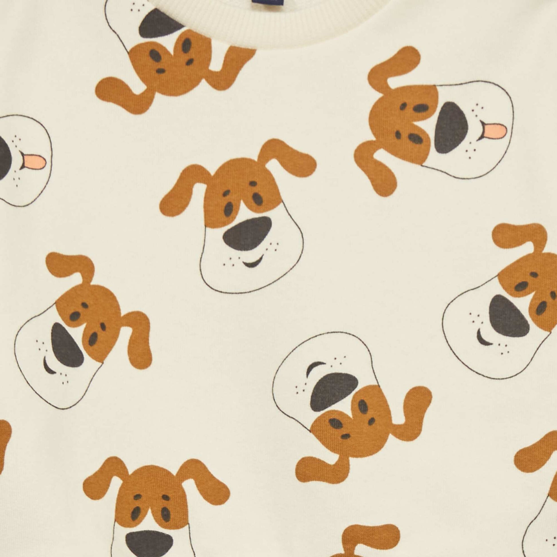 Sweat en molleton 'chiens' Beige