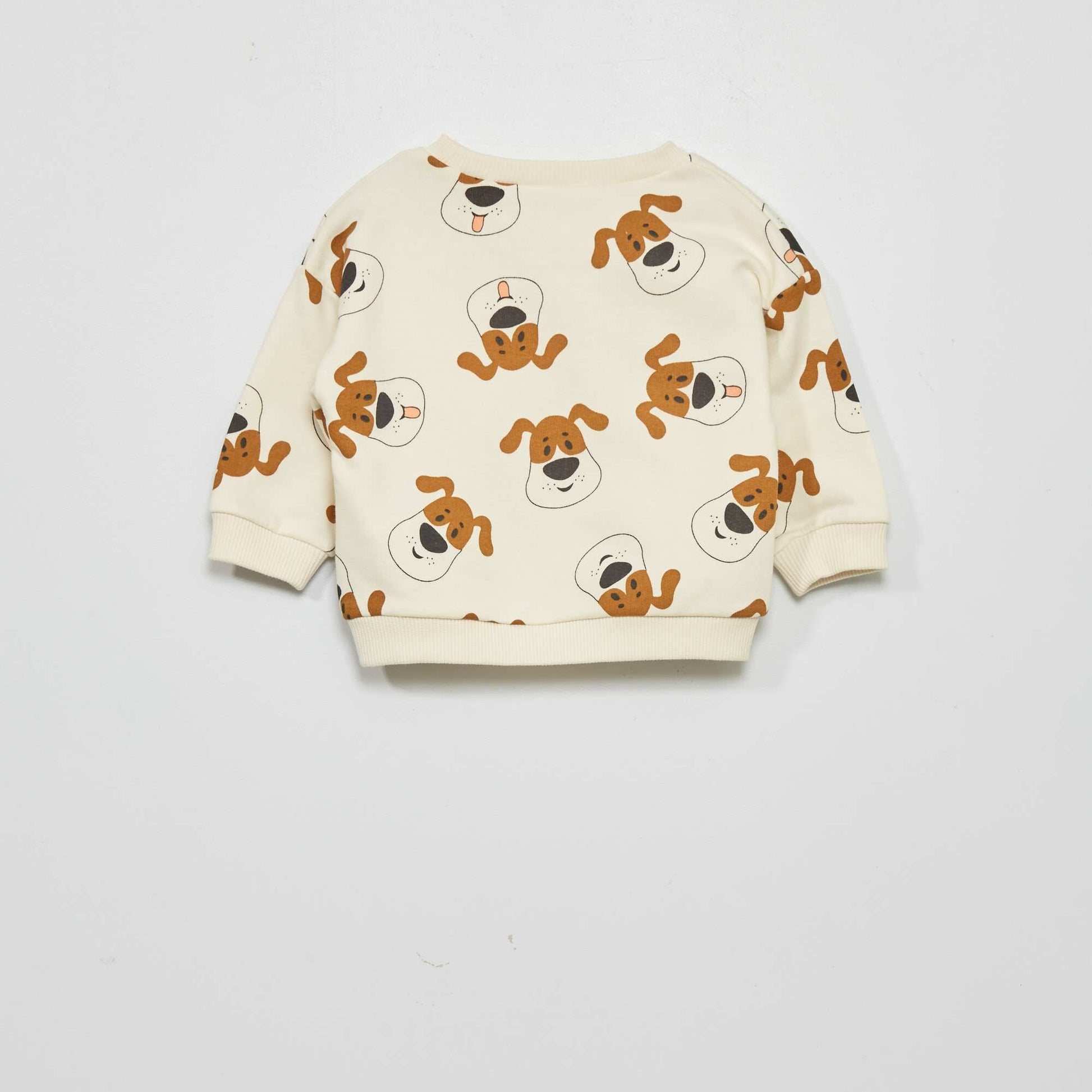 Sweat en molleton 'chiens' Beige