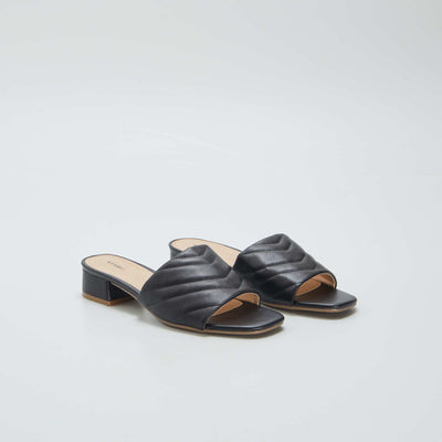 Mules talons avec bride matelass e Noir