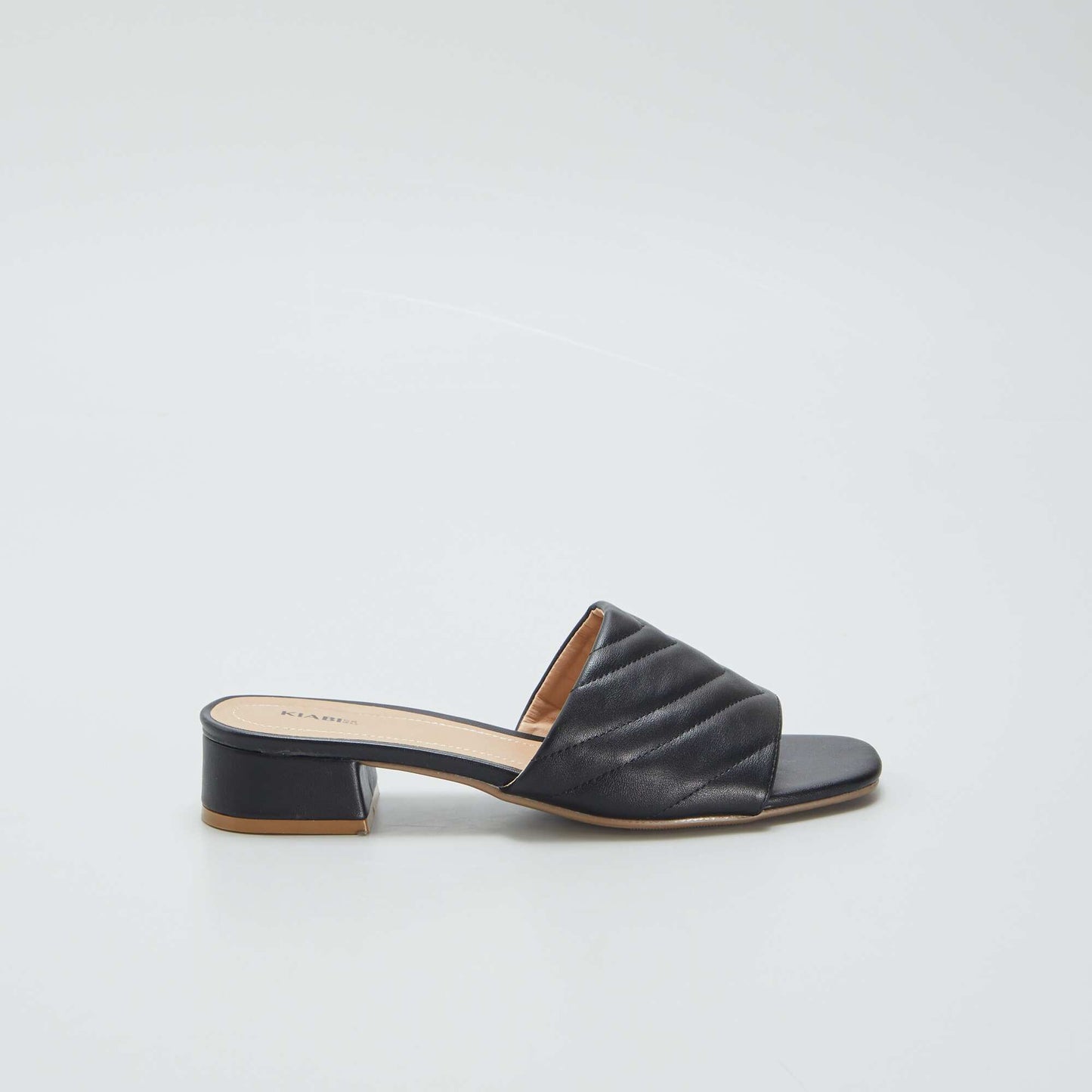 Mules   talons avec bride matelass e Noir