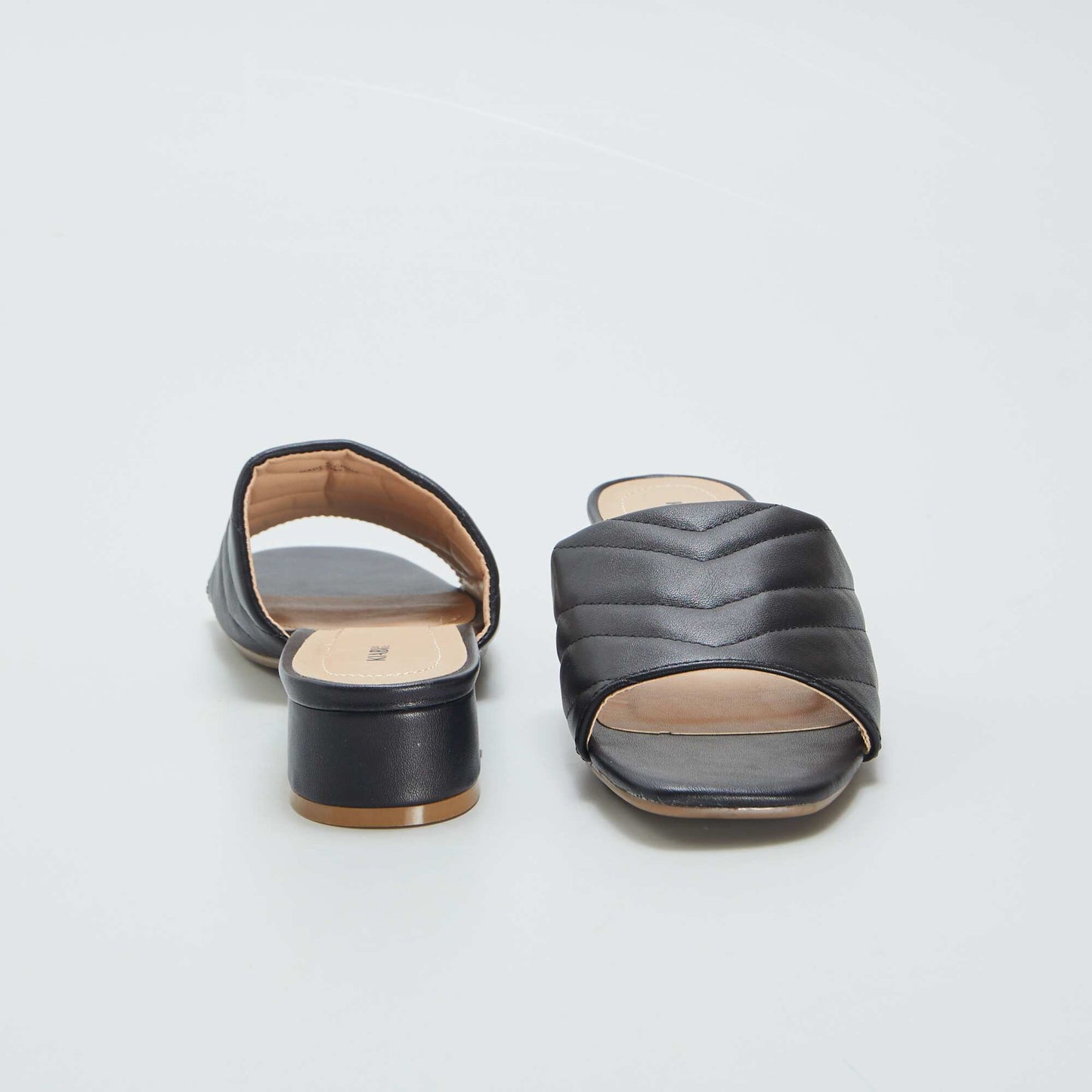 Mules   talons avec bride matelass e Noir