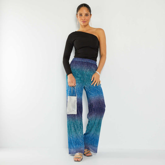 Pantalon large tie and dye Bleu