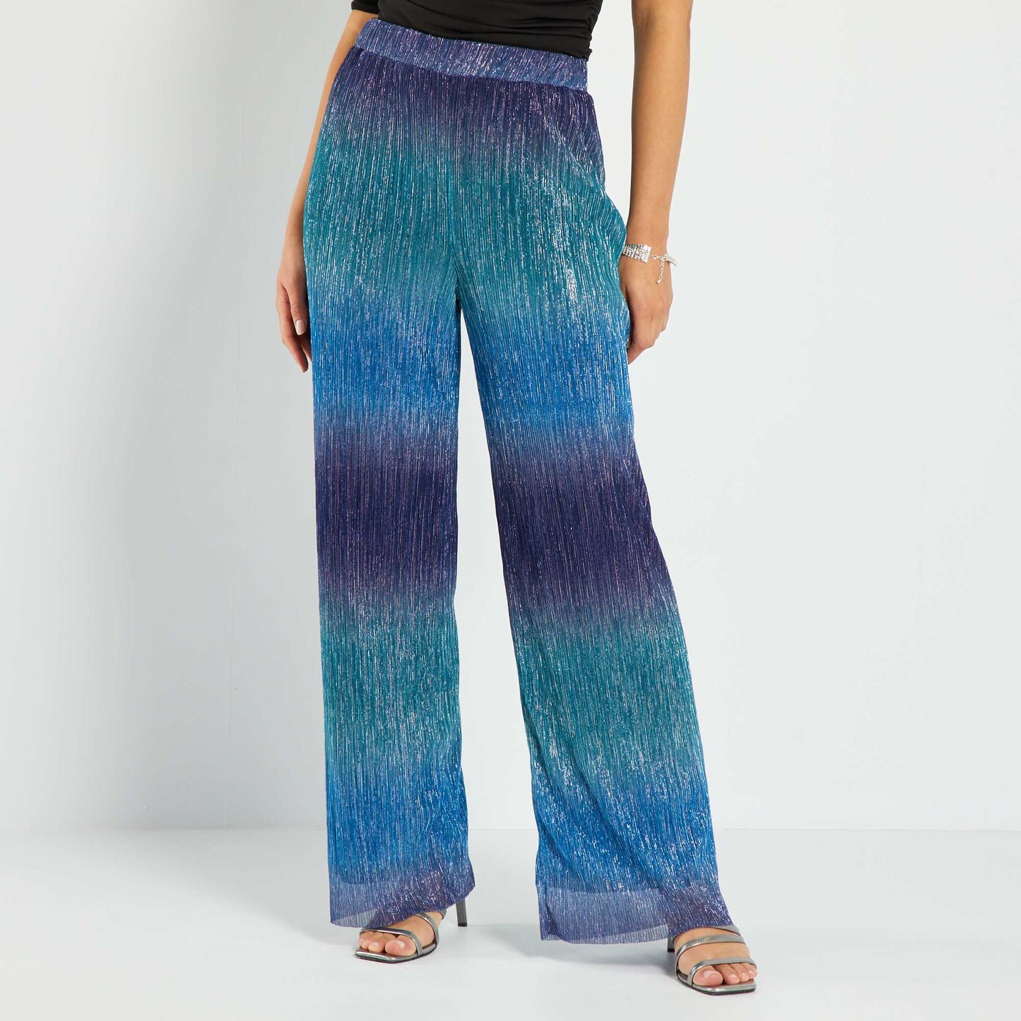 Pantalon large tie and dye Bleu