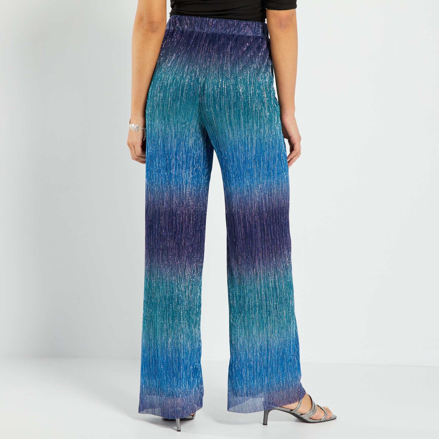 Pantalon large tie and dye Bleu