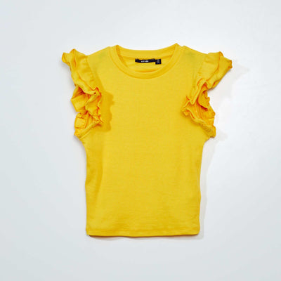 T-shirt volants jaune