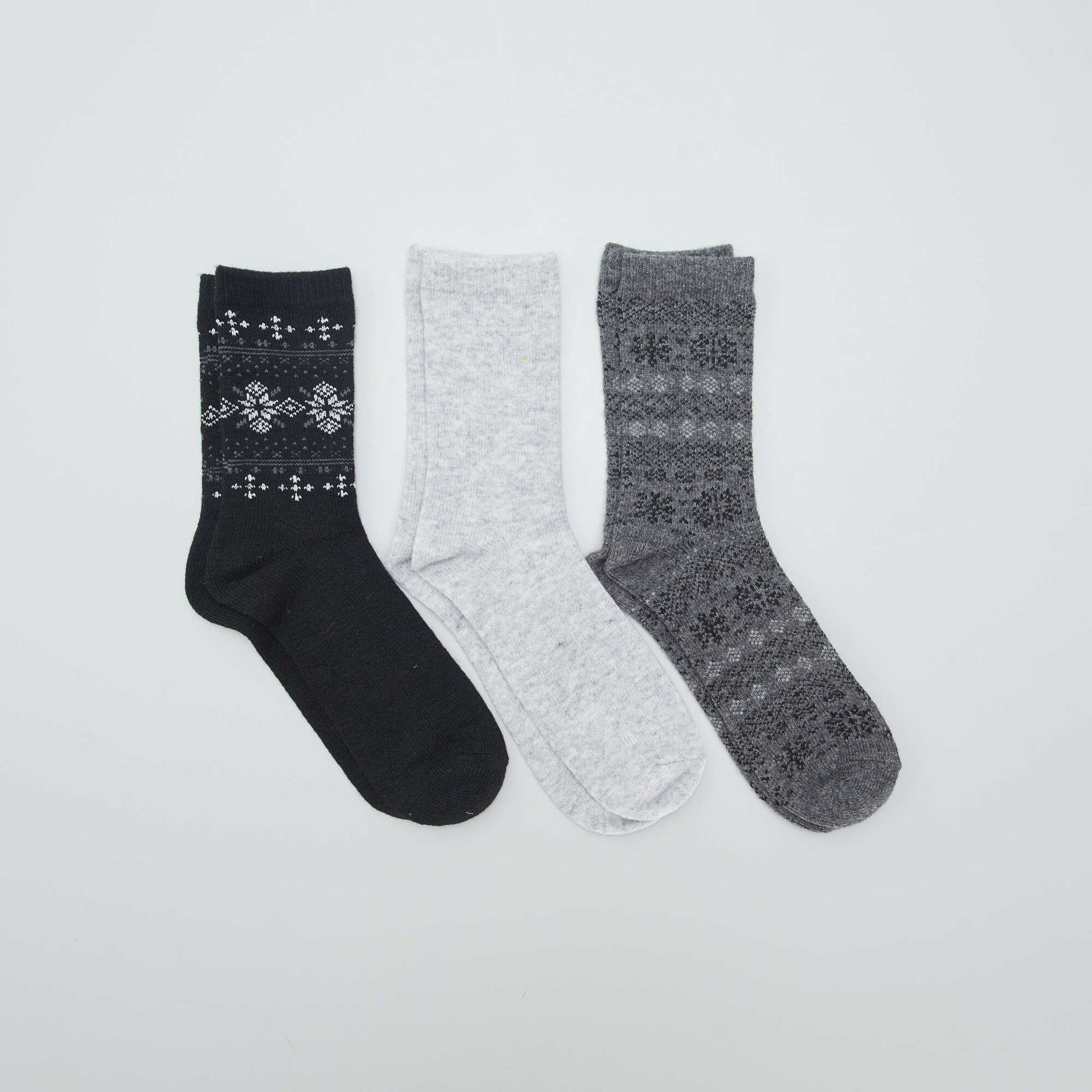 Lot de 3 paires de chaussettes jacquard Lot noir