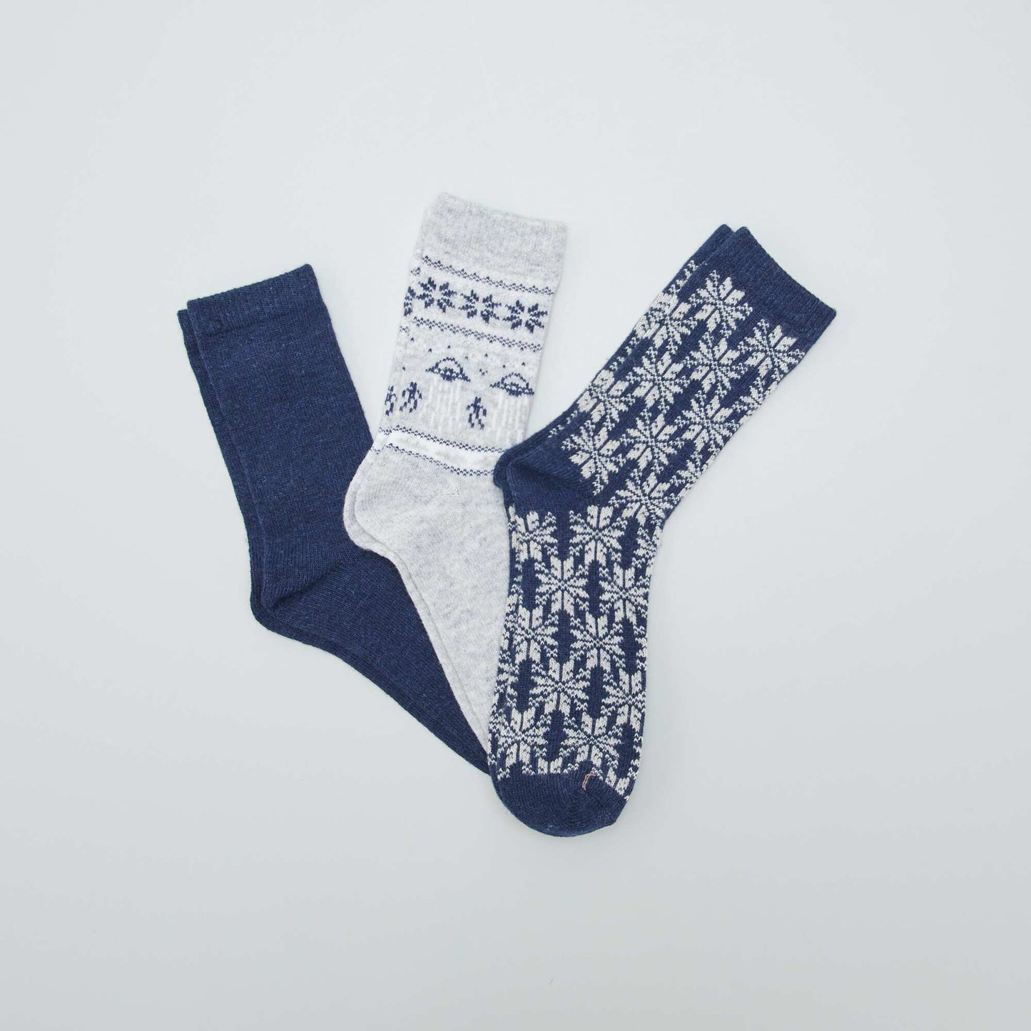 Lot de 3 paires de chaussettes jacquard Lot bleu