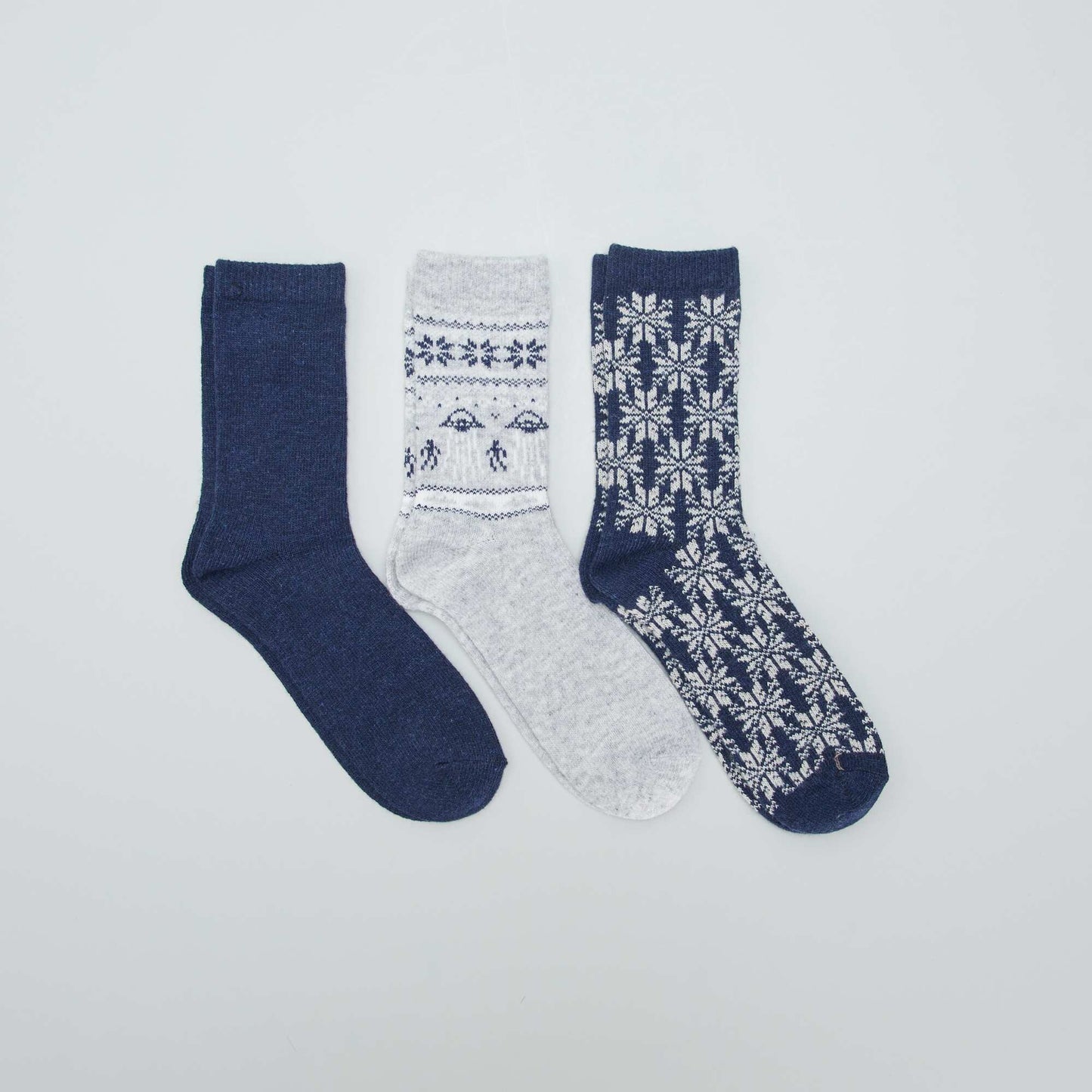 Lot de 3 paires de chaussettes jacquard Lot bleu