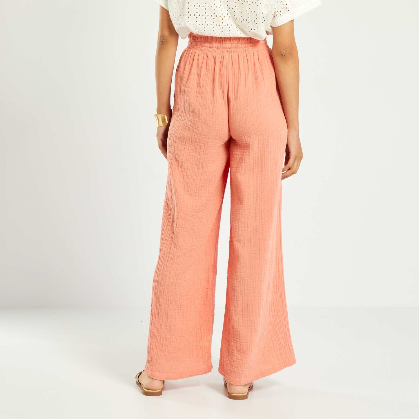 Pantalon large en gaze de coton Orange