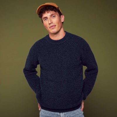 Pull en grosse maille col rond Bleu