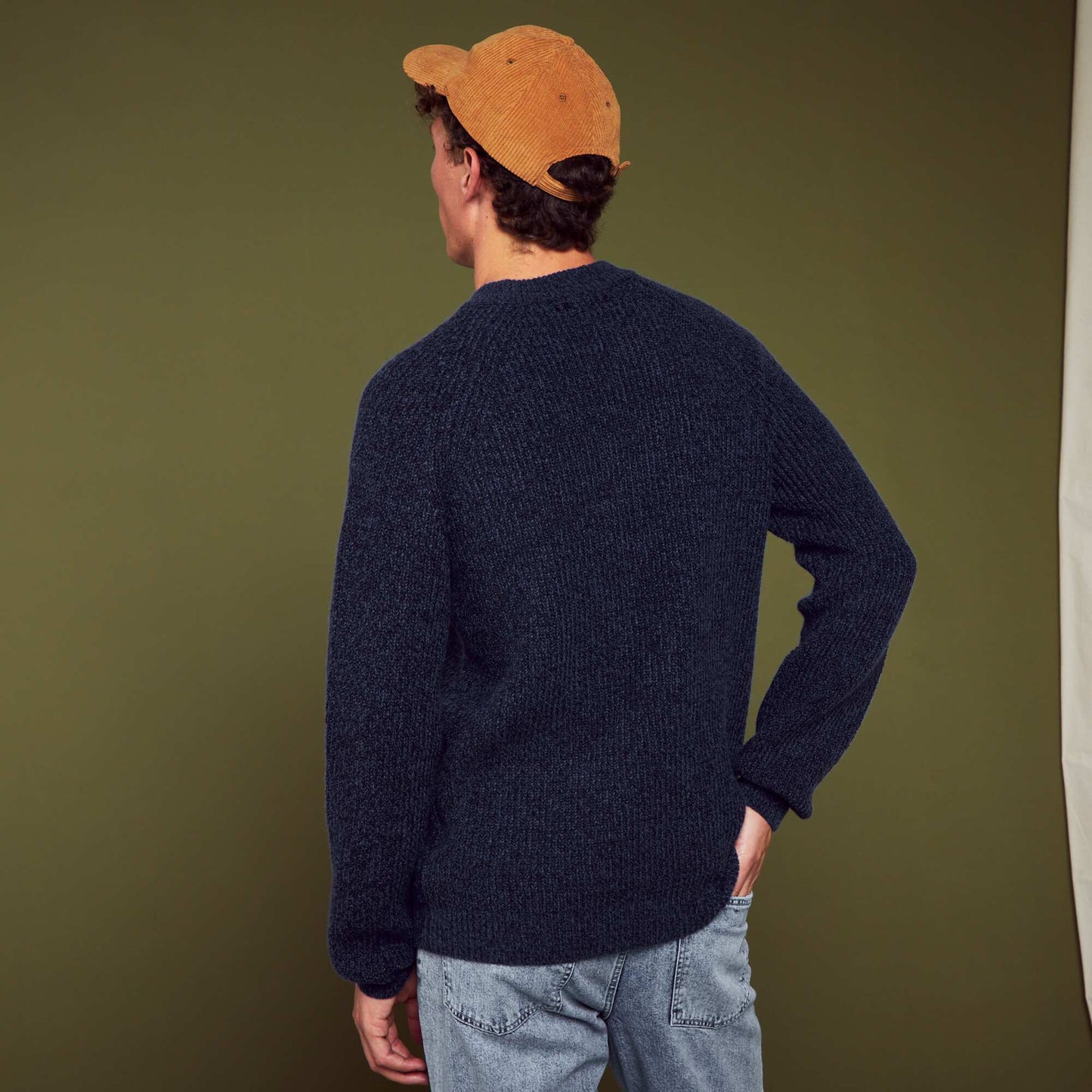 Pull en grosse maille col rond Bleu