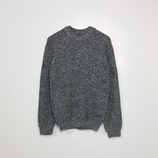 Pull en grosse maille col rond Gris chin