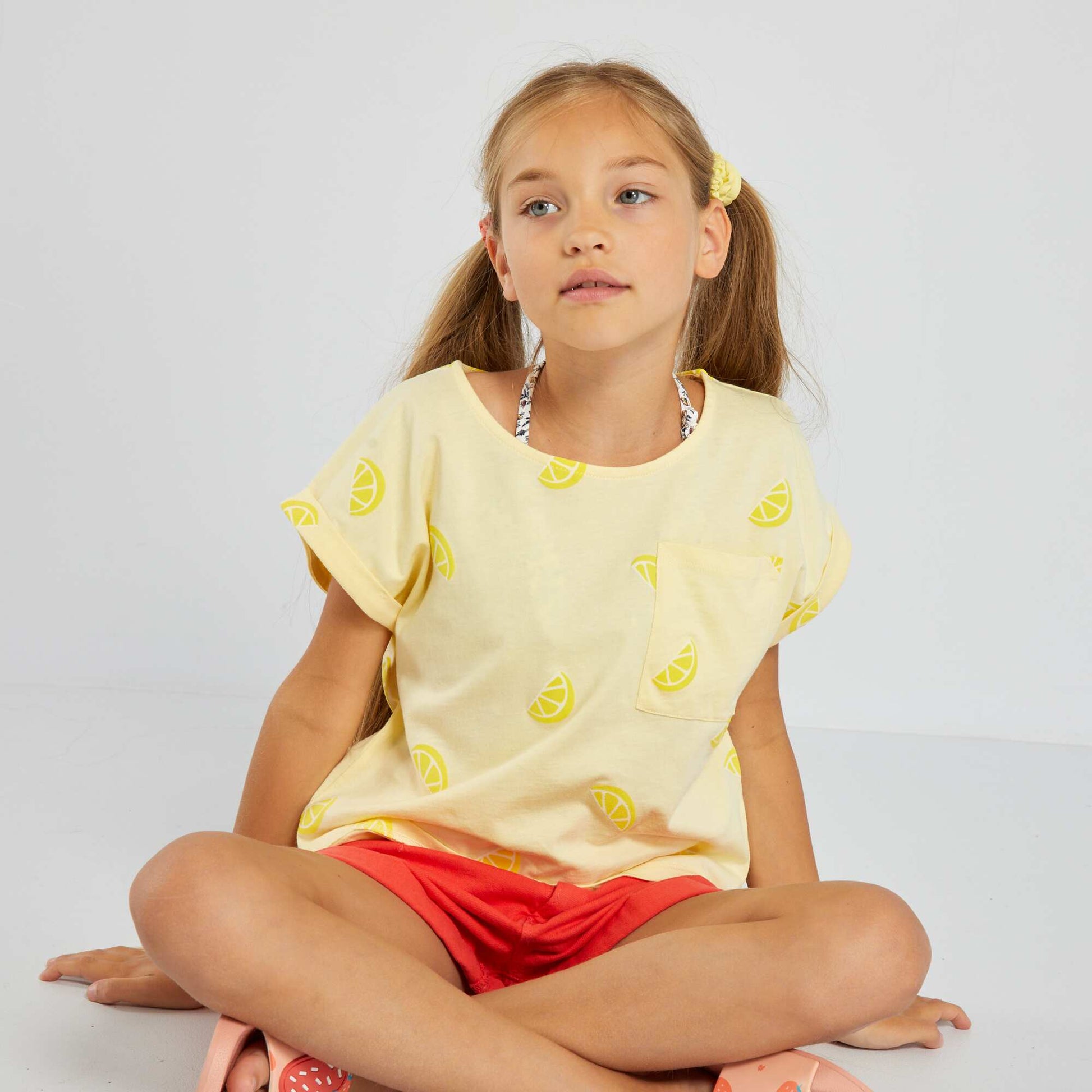 T-shirt en jersey avec imprim Jaune
