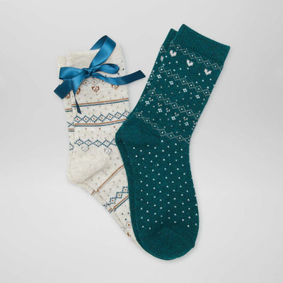 Lot de 2 chaussettes motif jacquard Vert