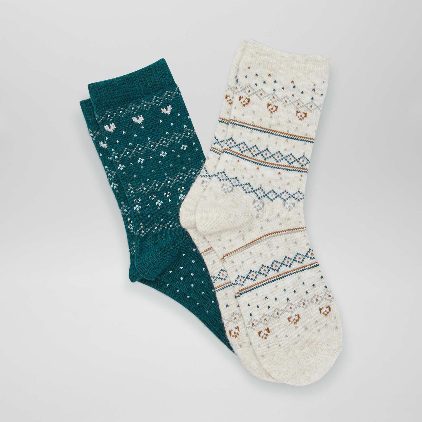 Lot de 2 chaussettes motif jacquard Vert