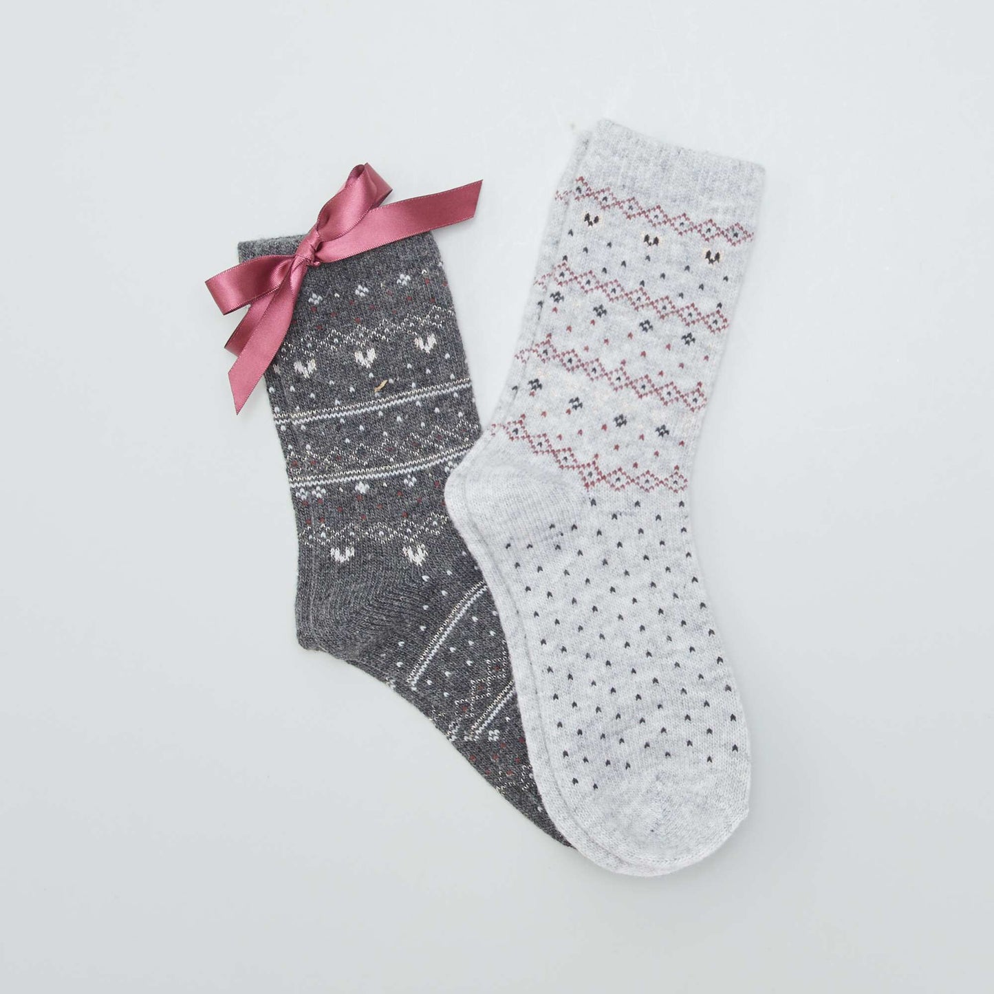 Lot de 2 chaussettes motif jacquard Gris