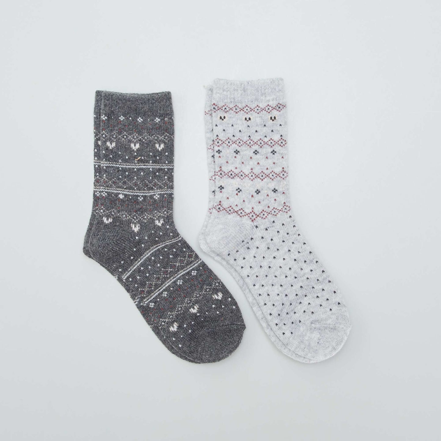 Lot de 2 chaussettes motif jacquard Gris