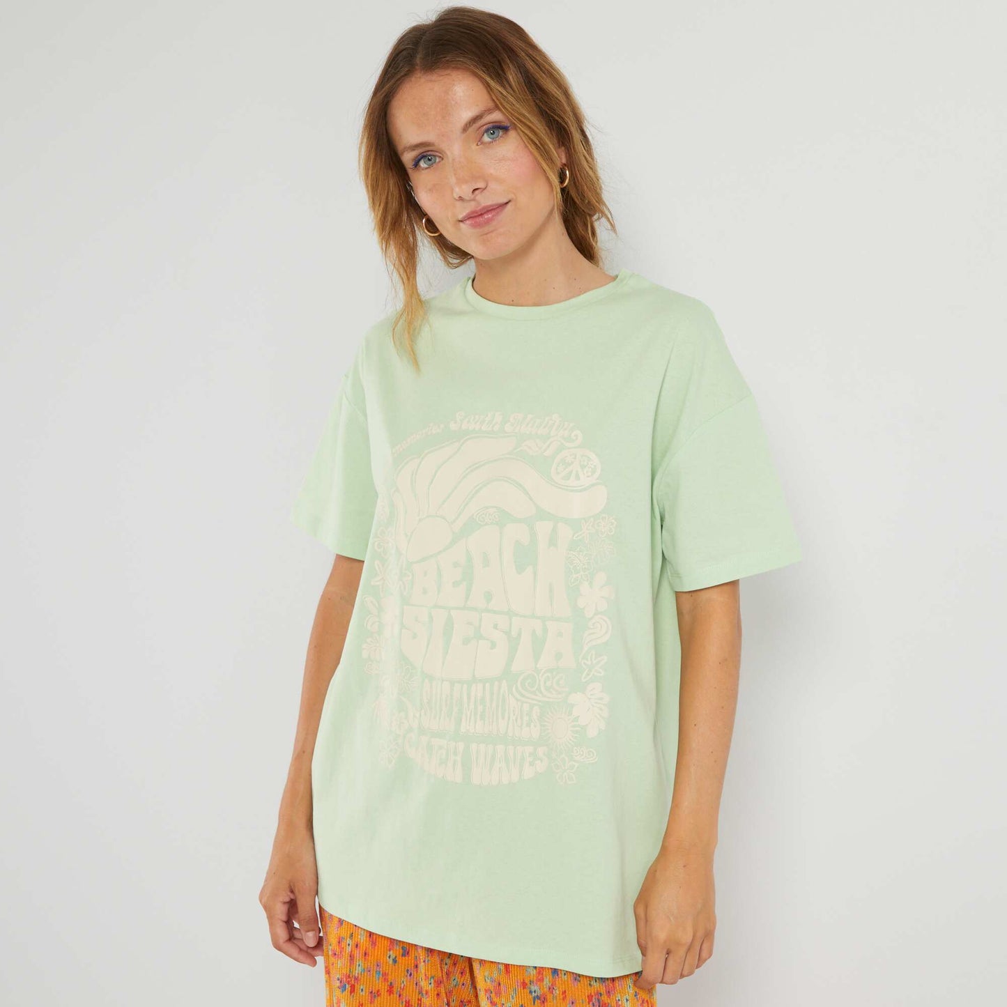 T-shirt oversize imprim  Vert