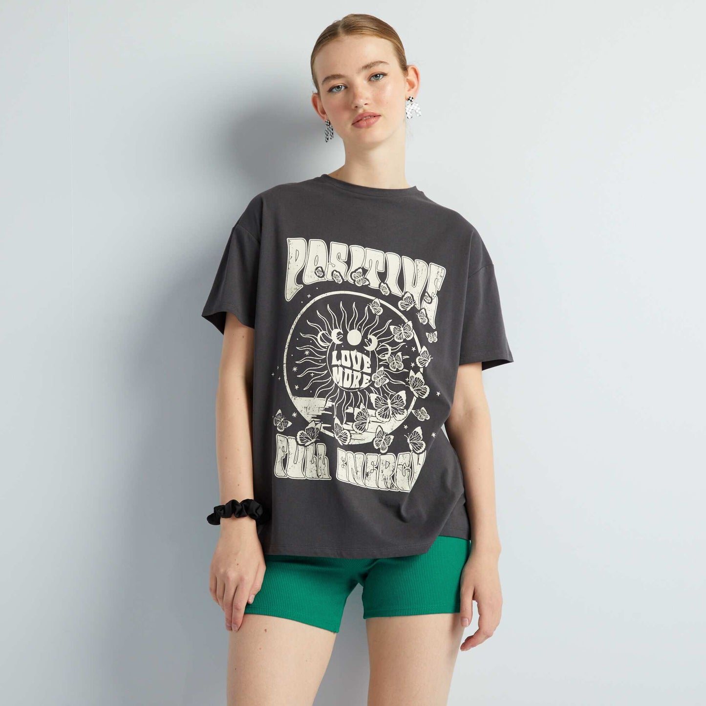 T-shirt oversize imprim  Noir