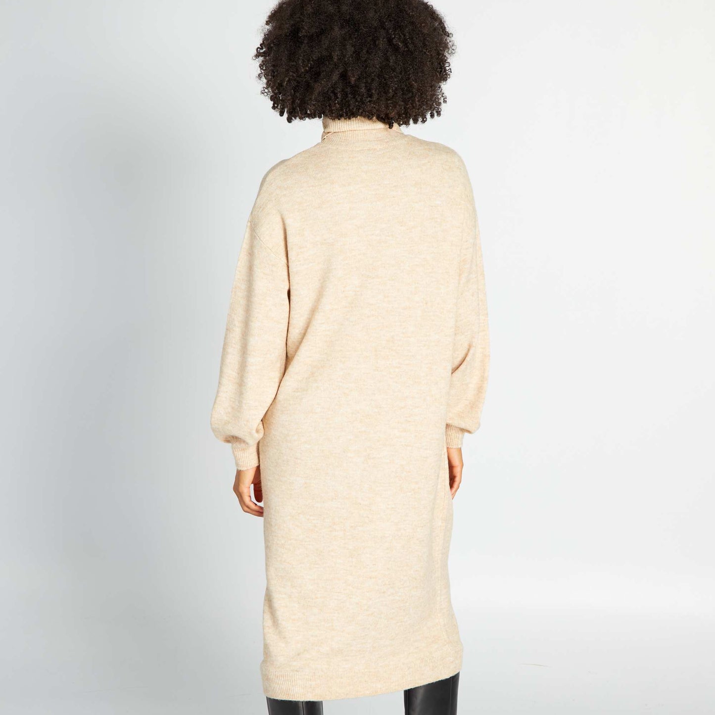 Robe pull col montant Beige