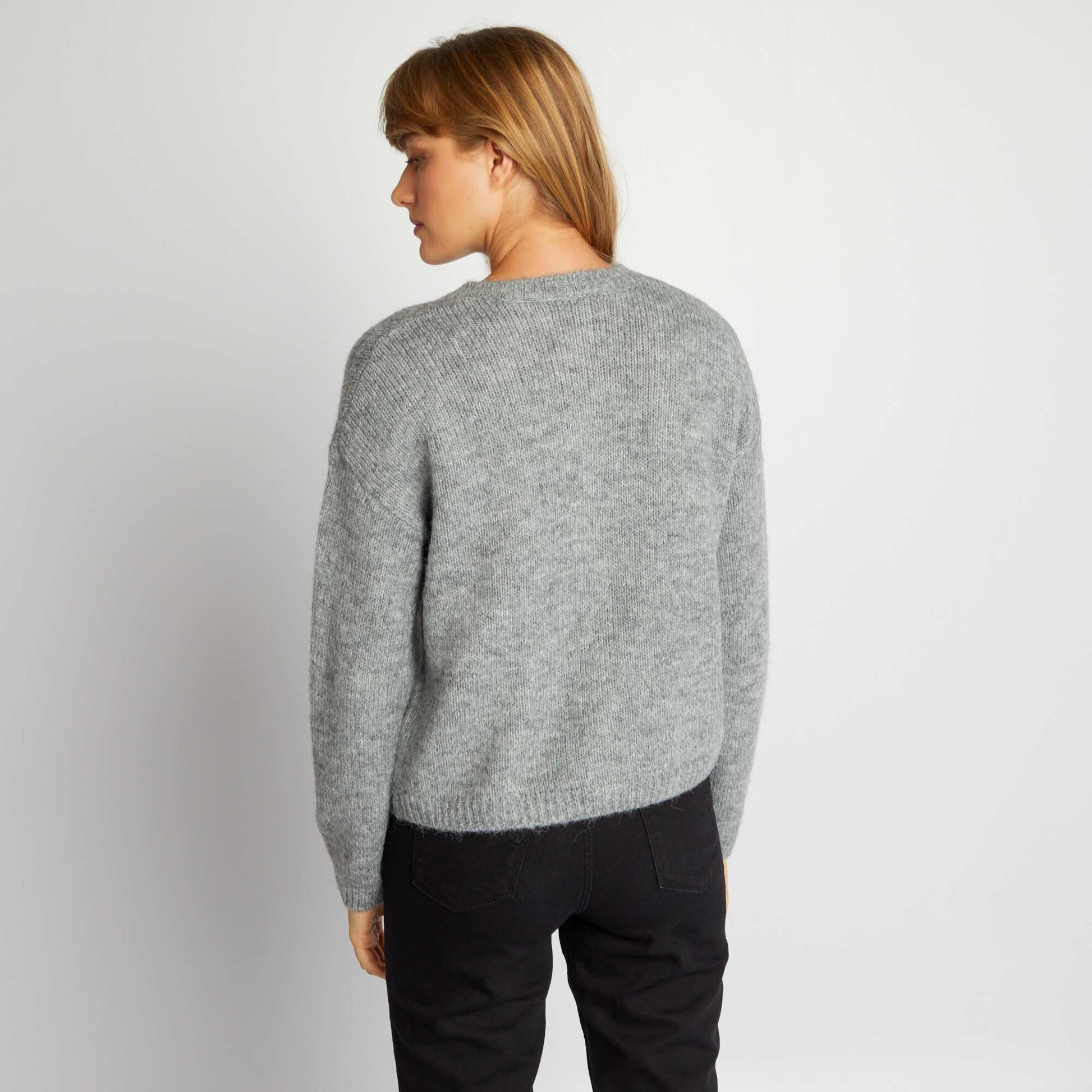 Gilet en maille avec ouverture boutonn e Gris