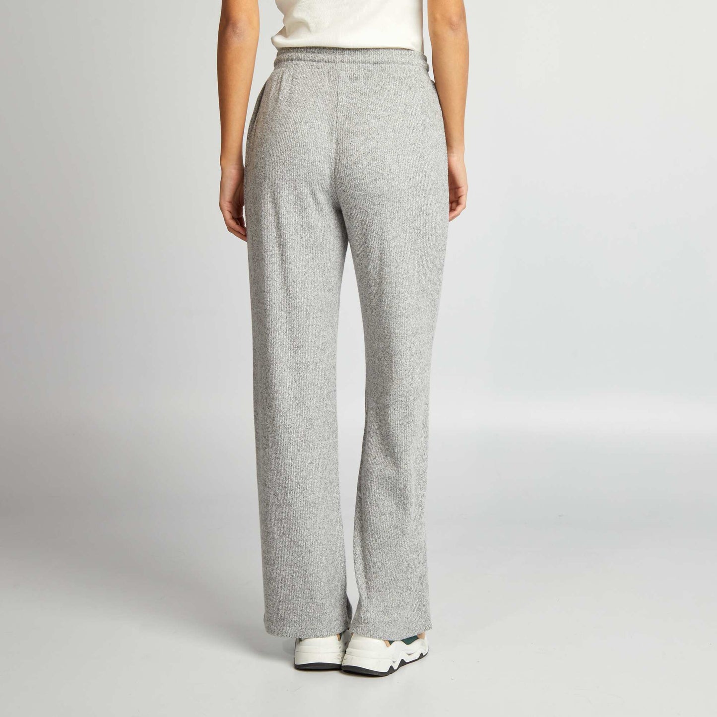 Pantalon en maille avec lien de serrage Gris