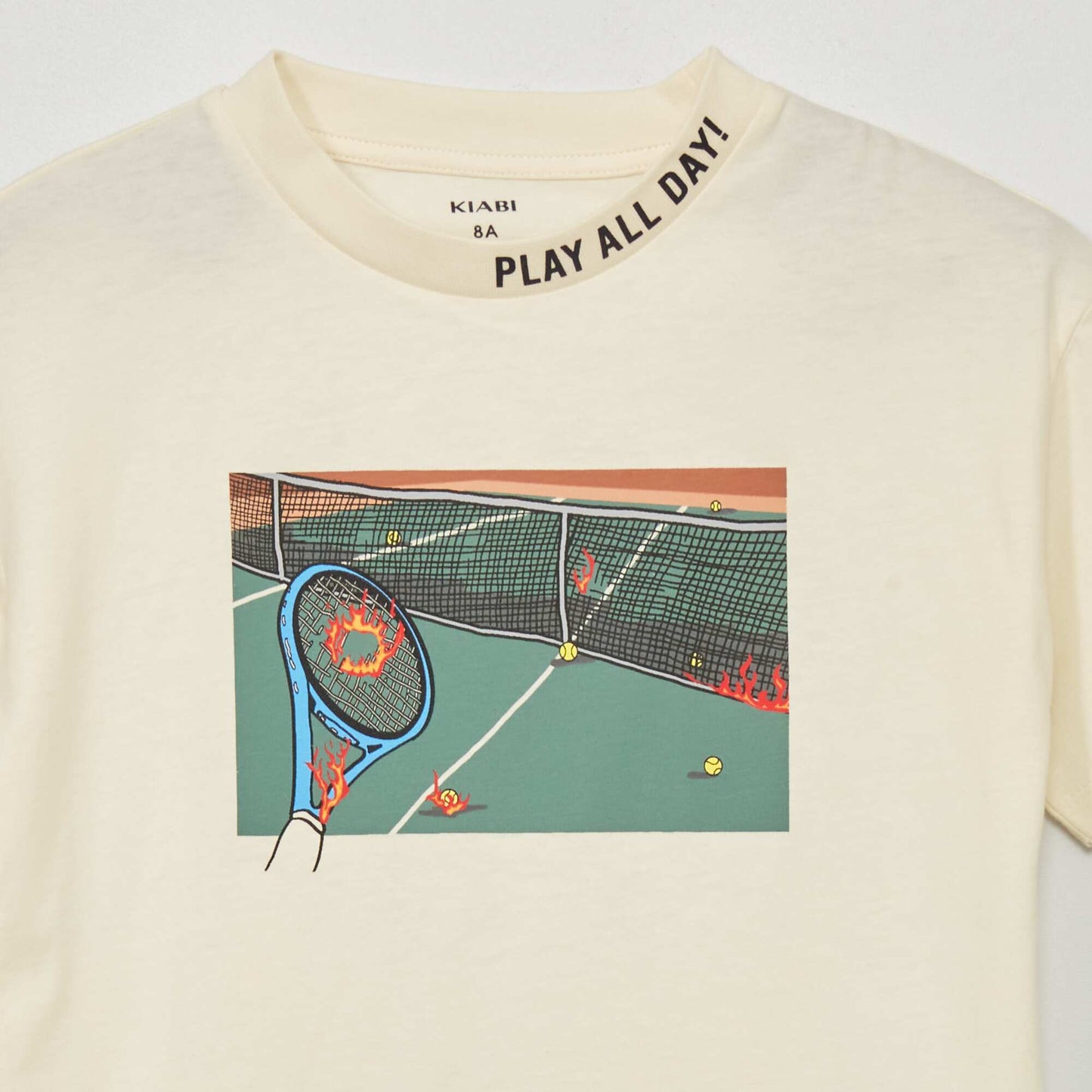 T-shirt en jersey 'Tennis' manches courtes Beige