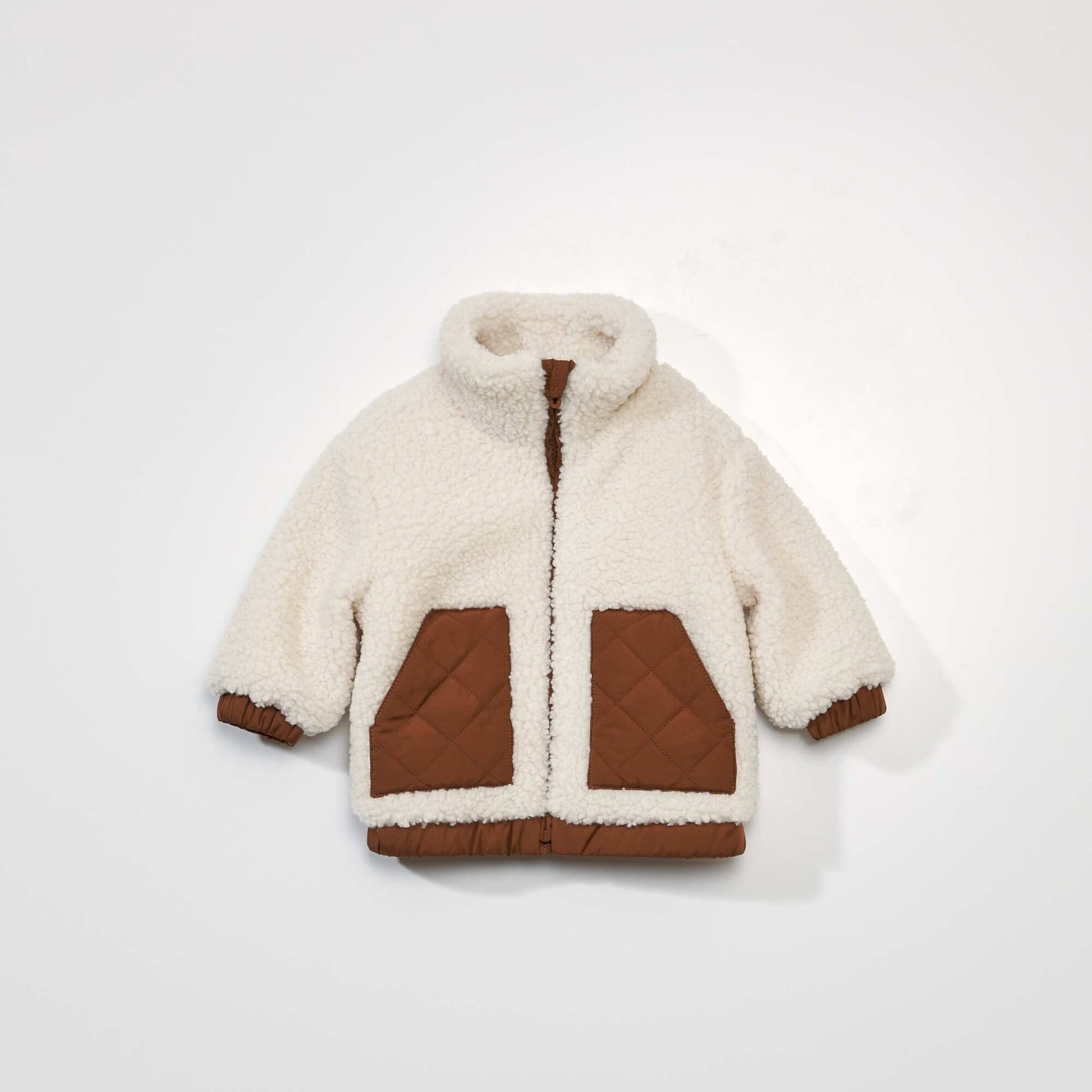 Blouson en sherpa avec d tails matelass s Cr me