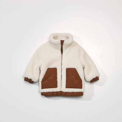 Blouson en sherpa avec d tails matelass s Cr me