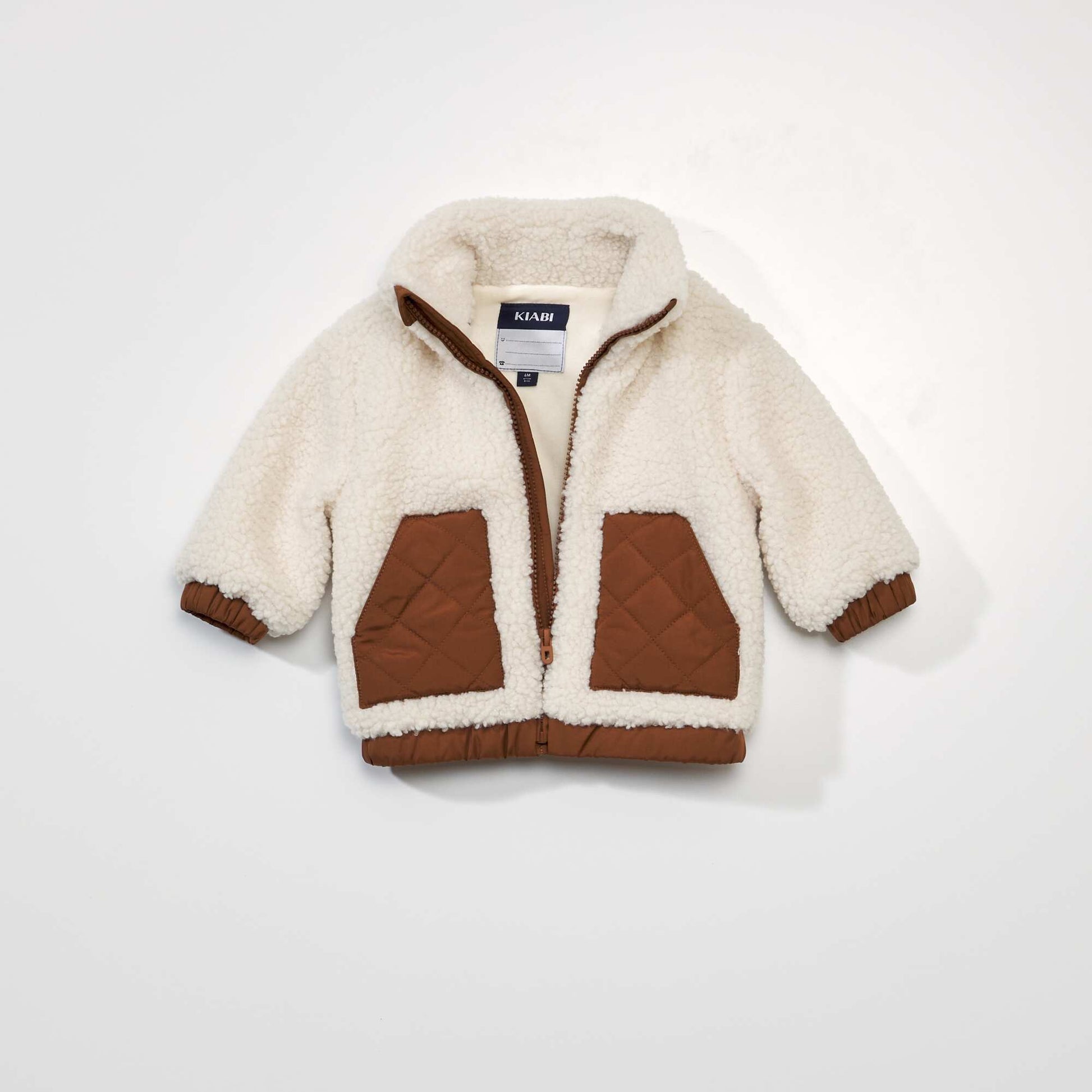 Blouson en sherpa avec d tails matelass s Cr me