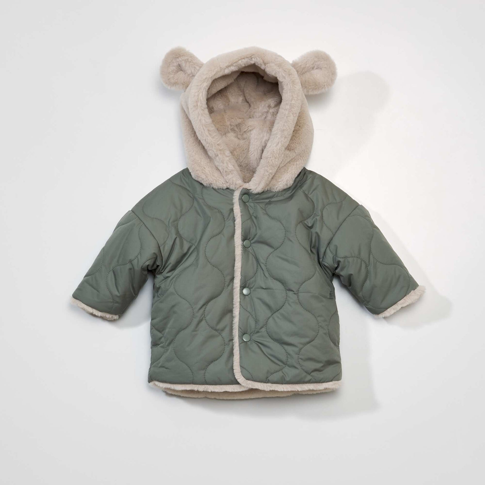 Manteau en quilting fourr d perlant Kaki