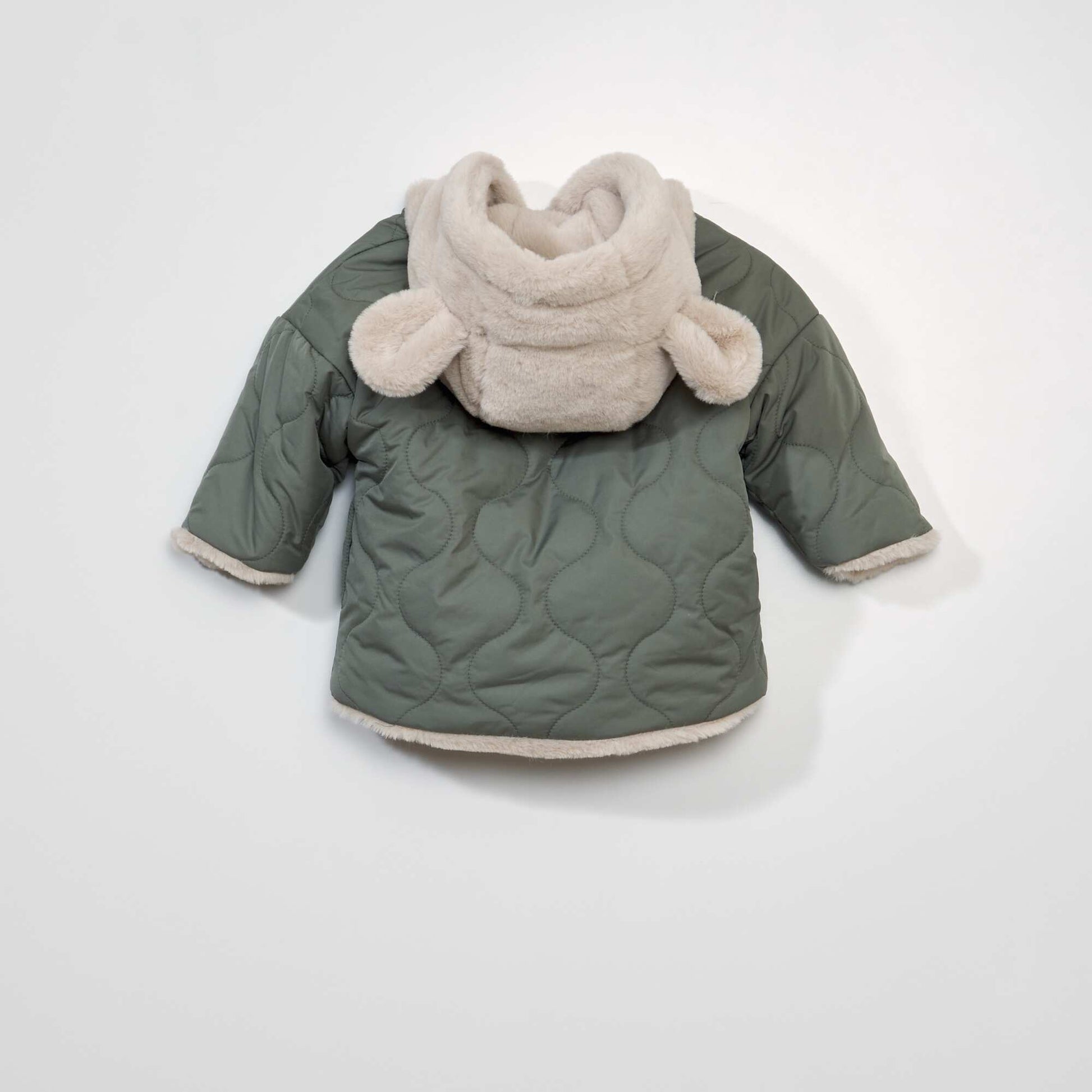 Manteau en quilting fourr d perlant Kaki