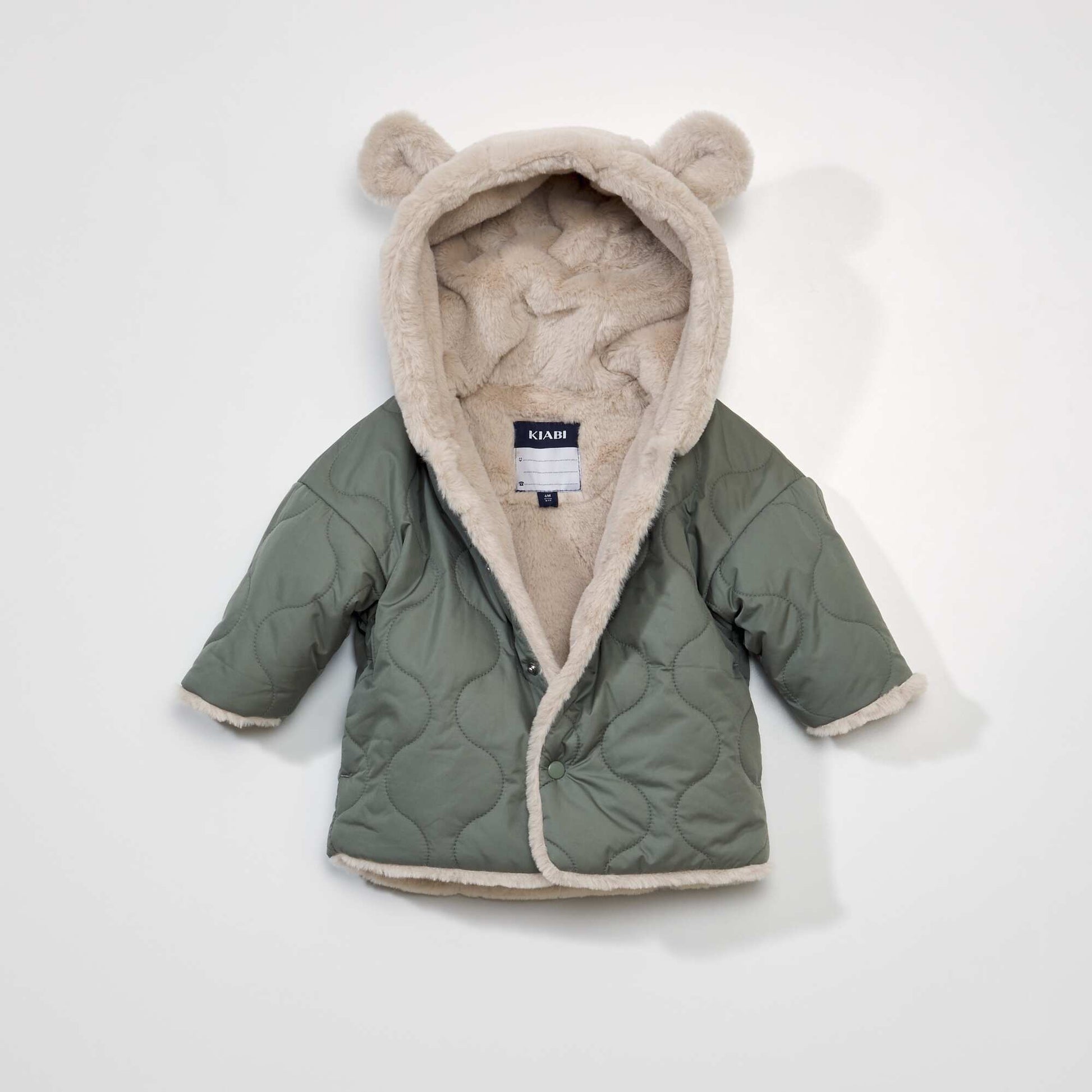 Manteau en quilting fourr d perlant Kaki