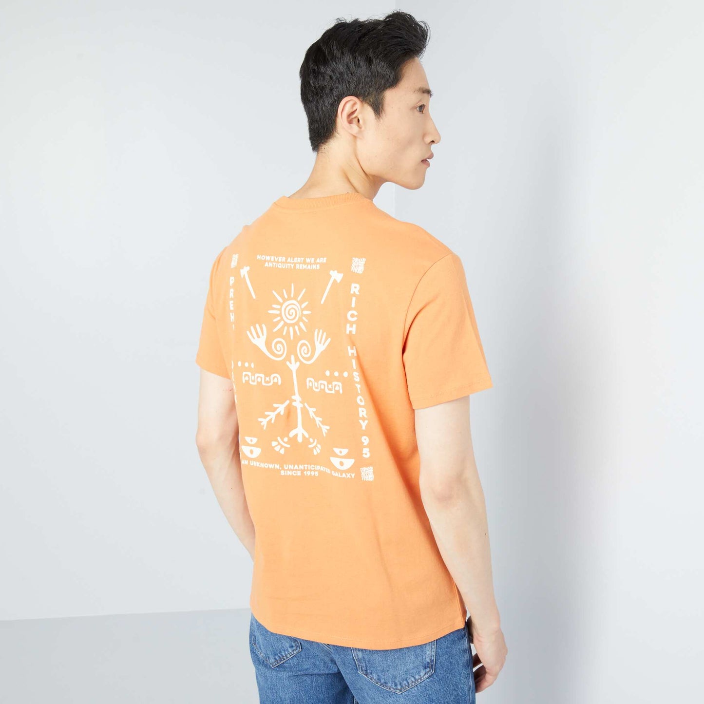 T-shirt en jersey avec imprim poitrine Orange