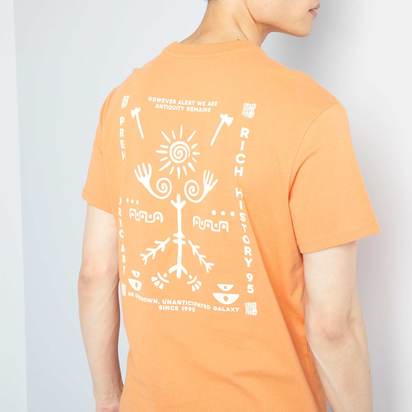 T-shirt en jersey avec imprim poitrine Orange