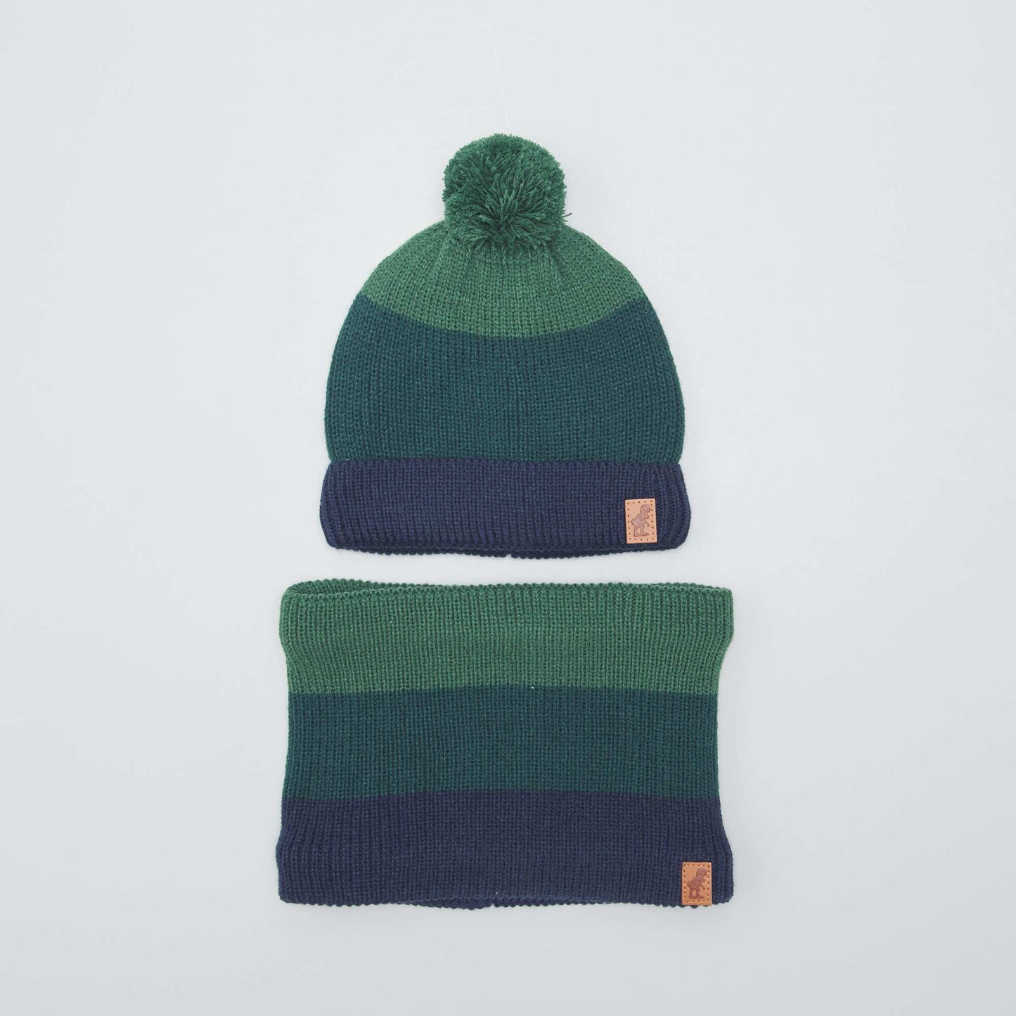 Ensemble bonnet + snood - 2 pi ces Vert/bleu