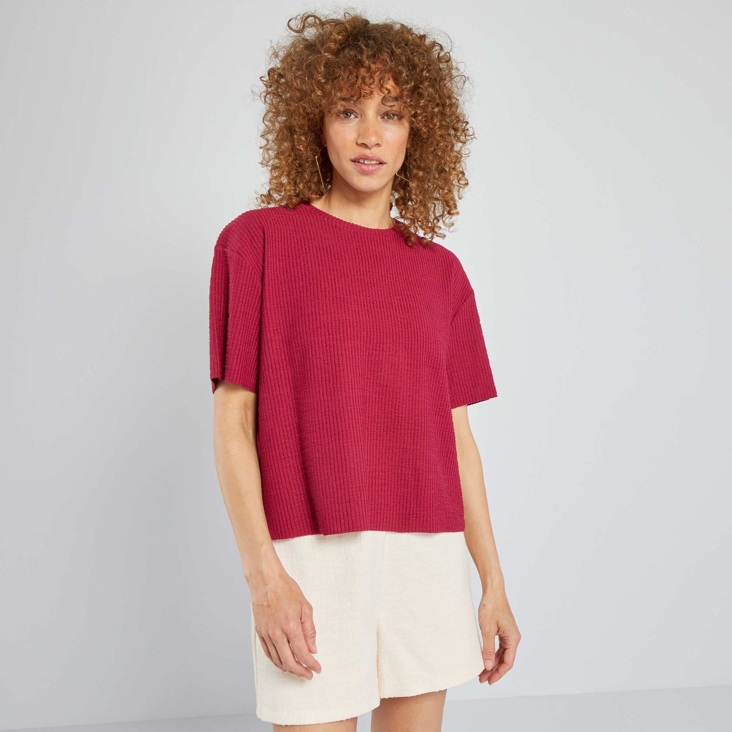 T-shirt manches courtes uni Rouge